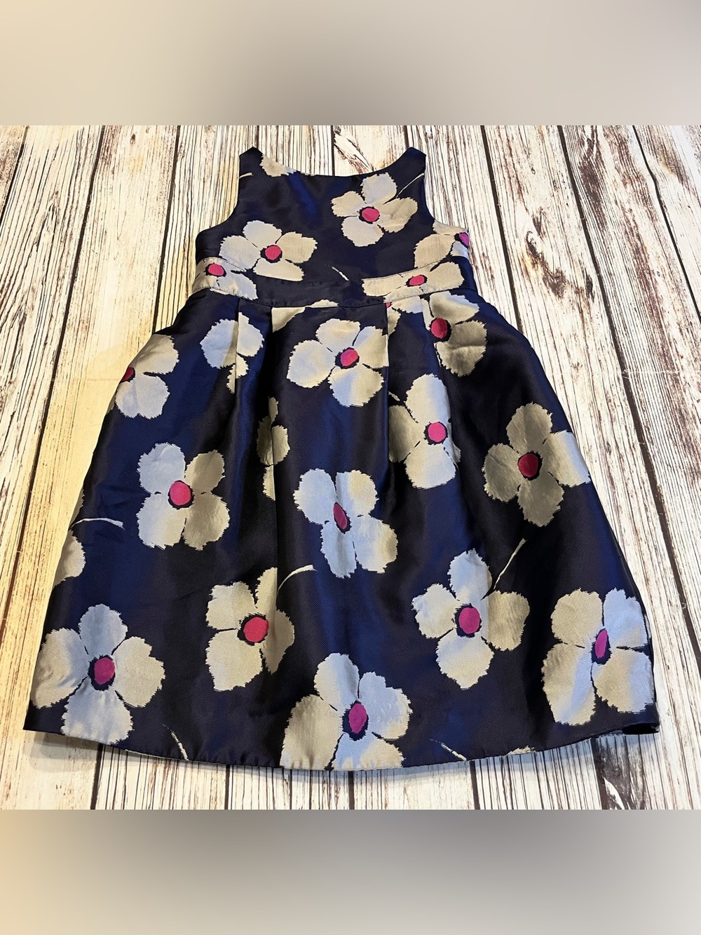 Janie and Jack Sleeveless Blue & Silver Floral Dress Girls Sz 5